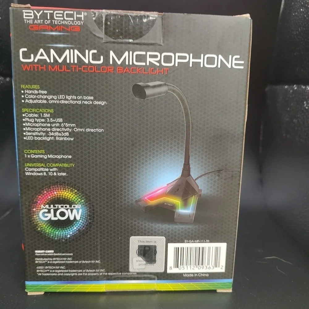 New‎ ByTech Adjustable Gaming Multicolor Glow Microphone Black